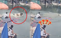 Cần thủ chán không buồn nói khi ngồi câu cá bị chú bò phá đám