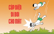 Cúp điện, hai bố con rủ nhau đi bơi cho mát