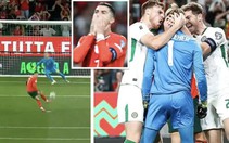 Cầu thủ Ireland phát cuồng khi thủ môn cản phá thành công penalty của Ronaldo