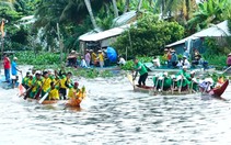 Chạy vỏ lãi xem đua ghe ngo mini ở An Giang