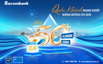 Mừng Quốc khánh 2-9, nhận hoàn tiền lên đến 2,9 triệu đồng cùng Sacombank