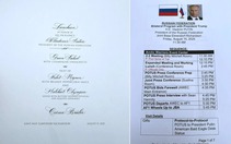Nhân viên Nhà Trắng để quên thực đơn ông Trump chiêu đãi ông Putin tại khách sạn
