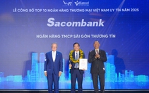 Sacombank vào top 10 ngân hàng thương mại Việt Nam uy tín 2025