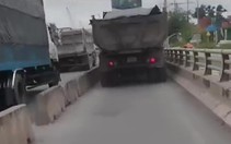 Xác minh clip xe ben chạy trong làn xe máy trên cầu vượt Tân Vạn