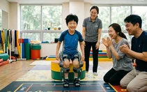Robot kết hợp game đá bóng giúp trẻ teo cơ tủy đứng dậy sau 6 tuần