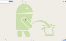 Logo Android tè lên logo Apple trên Google Maps
