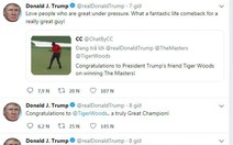 Tổng thống Mỹ Donald Trump chúc mừng và gọi Tiger Woods là 'nhà vô địch vĩ đại'