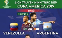 Lịch trực tiếp tứ kết Copa America: Venezuela thách thức Argentina