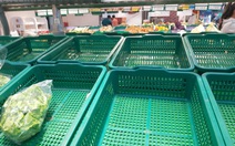 Nhiều khay hàng thiết yếu tại các siêu thị ở TP.HCM bị vét sạch
