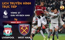 Lịch trực tiếp Liverpool - West Ham