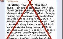 Thông tin TP.HCM sẽ phong tỏa 14 ngày kể từ 28-3 là hoàn toàn bịa đặt