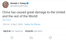 Liên tục xài chữ 'virus Trung Quốc', ông Trump nói Bắc Kinh 'tàn phá thế giới'