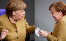 Khoảnh khắc đáng yêu khi bà Merkel 'hốt hoảng' vì quên khẩu trang