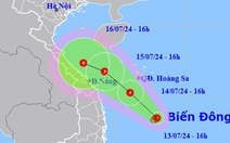 Áp thấp nhiệt đới trên Biển Đông, hướng di chuyển vào miền Trung