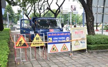 Thi công làn đường ưu tiên cho xe đạp trên đường Mai Chí Thọ