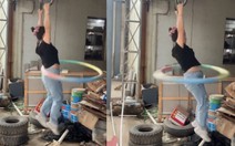 Cô gái có màn tập thể dục giảm cân không giống ai
