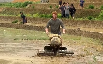 Du khách Tây cười khoái chí khi trải nghiệm lái máy cày