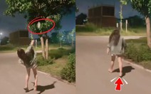 Cô gái mất đôi dép khi trộm xoài