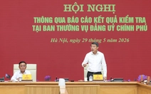 Đoàn kiểm tra của Bộ Chính trị: Đảng ủy Chính phủ hoàn thành khối lượng công việc lớn, có đột phá
