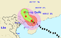 Tâm bão số 4 đang ở nam Quảng Tây, đông bắc Bắc bộ mưa
