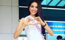 ​Phạm Hương làm ký hiệu trái tim trước giờ sang Mỹ