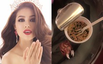 Phạm Hương ăn mì gói để thi Miss Universe ở Mỹ