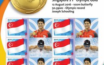 Singapore in hình người hùng thể thao Schooling lên tem thư