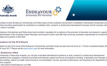 Australia bắt đầu nhận hồ sơ học bổng Endeavour năm 2018