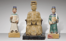 Cận cảnh bộ tượng bảo vật quốc gia gốm men nhiều màu Tam quan Đại đế