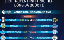 Lịch trực tiếp vòng 19 Premier League: Manchester City quyết gượng dậy