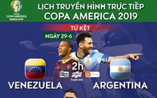Lịch trực tiếp tứ kết Copa America: Venezuela thách thức Argentina