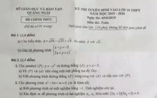 Đề toán lớp 10 ở Quảng Ngãi giống một đề thi thử