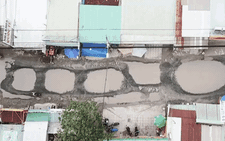 Flycam đường Nữ Dân Công, cả trăm hố nước sâu kéo dài hàng kilomet