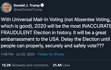 Ông Trump kêu gọi hoãn bầu cử tổng thống Mỹ tháng 11 vì sợ... gian lận