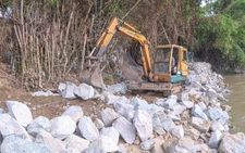 Xây 300m đê kiên cố ngay đoạn bờ sông Dinh bị sạt lở