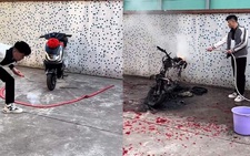 Chàng trai Trung Quốc bất ngờ hóa vàng xe mới khi đốt pháo ăn mừng