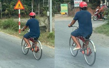 Xe đạp chạy động cơ bằng xăng phóng vun vút trên đường