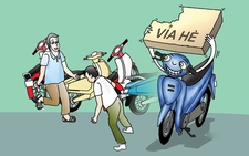 'Miếng bánh' vỉa hè teo tóp của người đi bộ