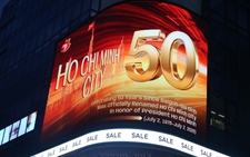 Ho Chi Minh City anniversary images displayed on giant screens in central Seoul