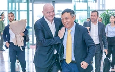 FIFA President Gianni Infantino arrives in Hanoi