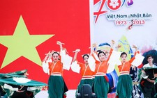 Dựng hoa anh đào nhựa trong Lễ hội mùa xuân Việt - Nhật