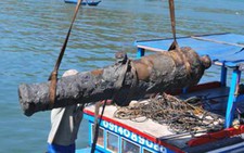 Phát hiện thêm khẩu thần công 600kg trên đầm Thị Nại