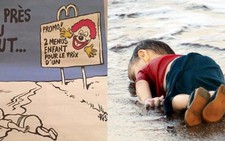 Charlie Hebdo lại gây bão về tranh biếm họa em bé di cư