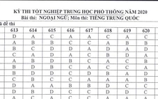 Đáp án môn tiếng Trung kỳ thi tốt nghiệp THPT 2020