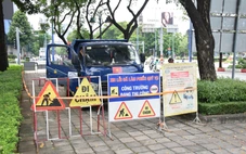 Thi công làn đường ưu tiên cho xe đạp trên đường Mai Chí Thọ