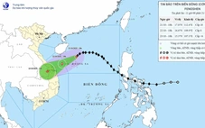 Bão Thần Gió bắt đầu đi xuống phía Nam, giữ hướng thẳng về Đà Nẵng đến Quảng Ngãi