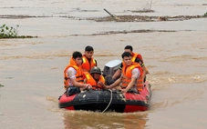 Cứu người đàn ông chăn bò mắc kẹt giữa dòng lũ dữ trên sông Trà Khúc