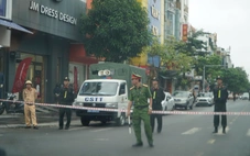 Cảnh sát phong tỏa đường Lê Hoàn, làm việc với một số tiệm vàng ở Thanh Hóa