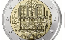 Pháp in hình Nhà thờ Đức Bà Paris lên đồng xu 2 euro mới