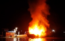 Chủ tàu cá Cà Mau cắt dây đẩy tàu ra giữa sông để không cháy lan